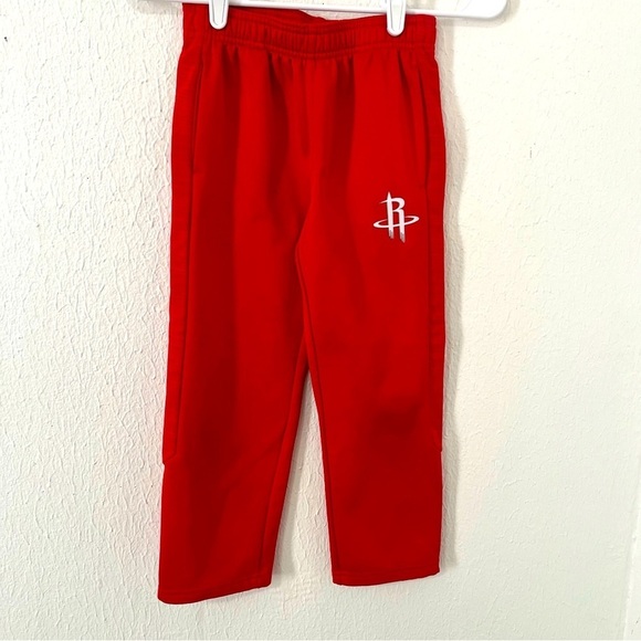 Boys NBA Houston Rockets Track Pants with Pockets Size Large 7 Red Activewear - Picture 1 of 7